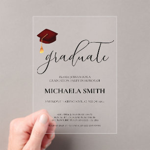 Invitaciones Acrílicas Partido de Graduación Moderno de la Escuela Secund