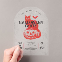 Partido de Halloween del Gato Rojo Vintage y la Ca