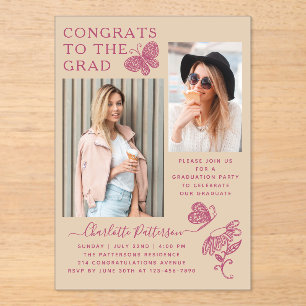 Invitaciones Acrílicas Partido moderno de graduación fotográfica de marip