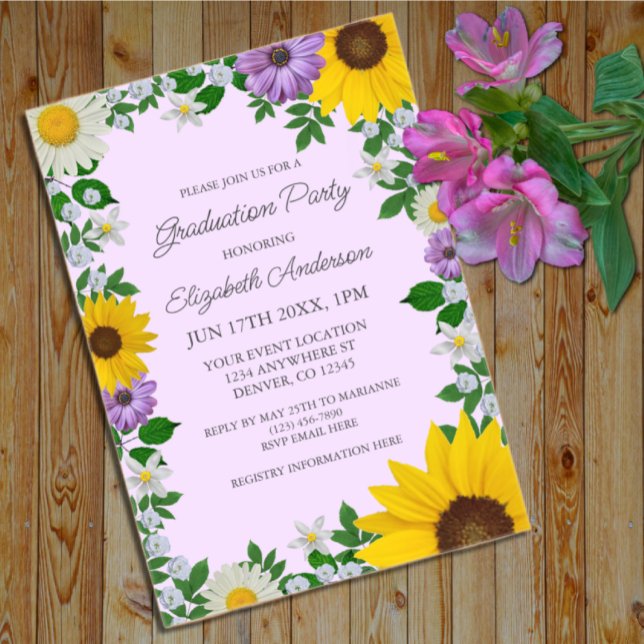 Invitaciones Acrílicas Partido Rústico de Graduación Floral del Daisy del (Subido por el creador)