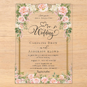 Invitaciones Acrílicas Pasaje de flores para recién casados