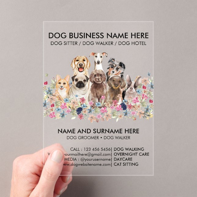 Invitaciones Acrílicas Paseador de Perros Transparente (Insitu (portátil))
