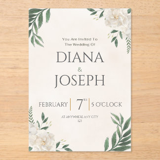 Invitaciones Acrílicas Pastel  Botanical Wedding Invitation | EditabLE