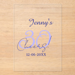 Invitaciones Acrílicas Pastel cheers 30th birthday purple elegant name da