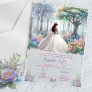 Invitaciones Acrílicas Pastel de Quinceañera del Bosque Encantado