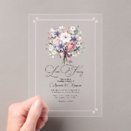 Invitaciones Acrílicas Pastel Floral Bouquet Romantic Love Fancy Boda