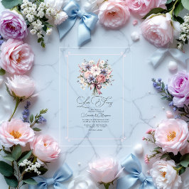 Invitaciones Acrílicas Pastel Floral Bouquet Romantic Love Fancy Boda