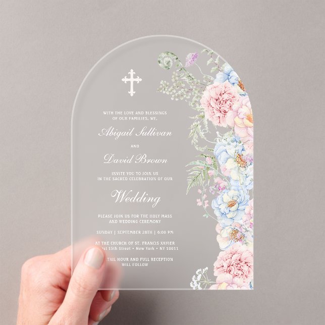 Invitaciones Acrílicas Pastel Peonies Arch Wedding (Insitu (portátil))