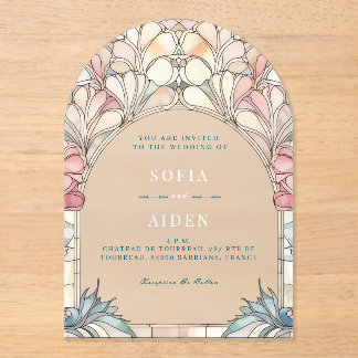 Invitaciones Acrílicas Pastel pink blue floral acrylic invitation