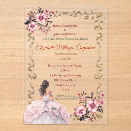 Invitaciones Acrílicas Pastel Rosewater Rubor Pink Quinceañera