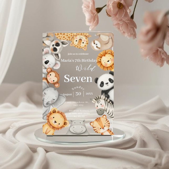 Invitaciones Acrílicas Pastel Tropical Salvaje de animales Safari de la S (Subido por el creador)