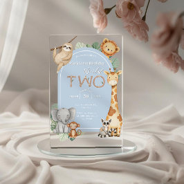 Invitaciones Acrílicas Pastel Tropical Salvaje Dos Animales Safari De La 