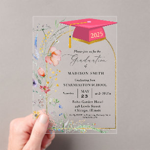 Invitaciones Acrílicas Pastel Wildflower Garden Twin Graduation Party