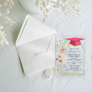 Invitaciones Acrílicas Pastel Wildflower Garden Twin Graduation Party