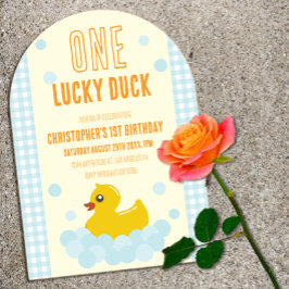 Invitaciones Acrílicas Pato 1 cumpleaños