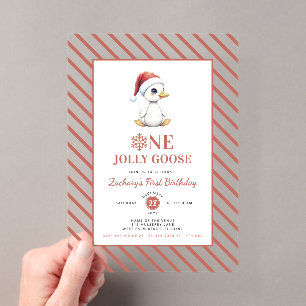 Invitaciones Acrílicas Pato alegre moderno de Navidad cumpleaños primero