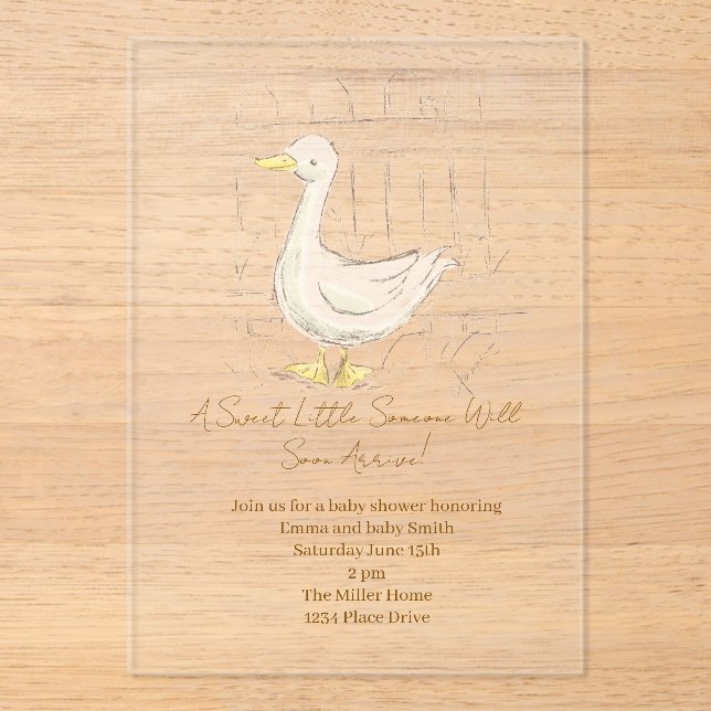 Invitaciones Acrílicas Pato de cuento (Anverso)