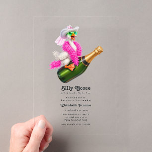 Invitaciones Acrílicas Pato Tonto Divirtiéndose Fiesta de Despedida de So