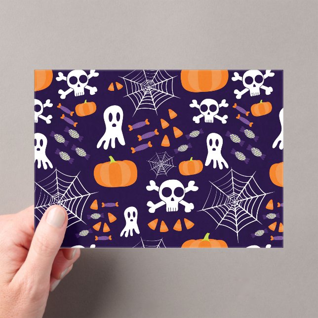 Invitaciones Acrílicas Patrón divertido de Halloween (Insitu (portátil))