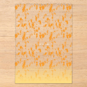 Invitaciones Acrílicas Patrón textil con un vibrante naranja y dorado