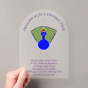 Invitaciones Acrílicas Pavo real divertido de Navidad personalizado