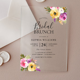 Invitaciones Acrílicas Peach Purple Rubor Bridal Shower Brunch