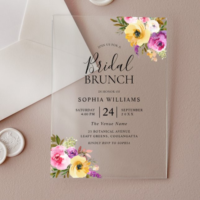 Invitaciones Acrílicas Peach Purple Rubor Bridal Shower Brunch (Subido por el creador)