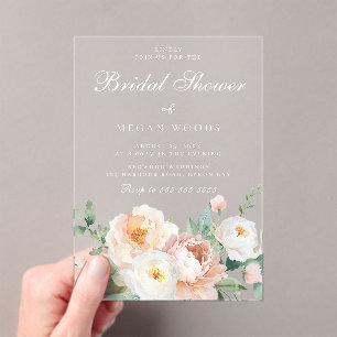 Invitaciones Acrílicas Peaches & Cream Botanica Floral Bridal Ducha
