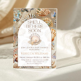 Invitaciones Acrílicas Pearl Under The Sea You Soon Girl Baby Shower