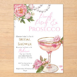 Invitaciones Acrílicas Pearls, Petals & Prosecco Bridal Shower Invitation