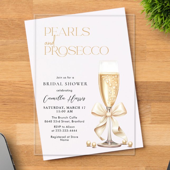 Invitaciones Acrílicas Pearls & Prosecco Bridal Shower (Subido por el creador)