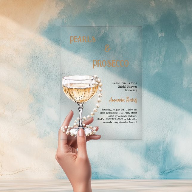 Invitaciones Acrílicas Pearls Prosecco Bridal Shower (Subido por el creador)