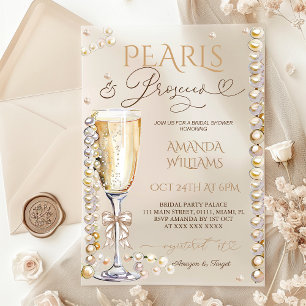 Invitaciones Acrílicas Pearls & Prosecco Champagne Elegante Ducha Bridal