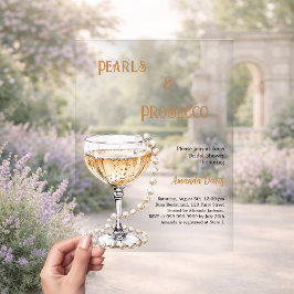 Invitaciones Acrílicas Pearls Prosecco Despedida de soltera claro