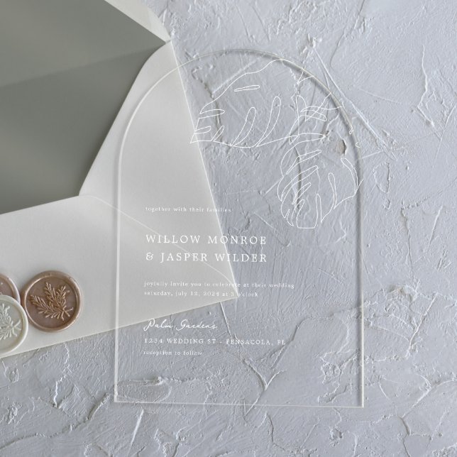 Invitaciones Acrílicas Pensacola Boda Hawaiian Palm Leaf (Subido por el creador)