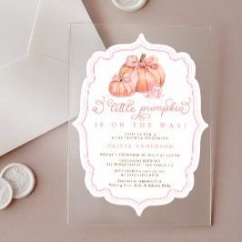 Invitaciones Acrílicas Pequeña Calabaza Baby Shower caída rosada