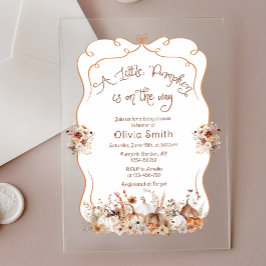 Invitaciones Acrílicas Pequeña calabaza Boho Floral Baby Shower