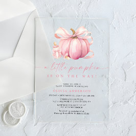 Invitaciones Acrílicas Pequeña Calabaza Cuta Chica Rosa Baby Shower