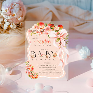 Invitaciones Acrílicas Pequeña Muñeca Melocotón Floral Arco Acrílico Baby