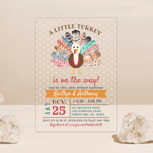 Invitaciones Acrílicas ¡Pequeña Turquía En El Camino! Baby Shower de Acci