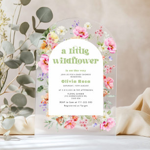 Invitaciones Acrílicas Pequeño arco de flores silvestres arco de ducha de