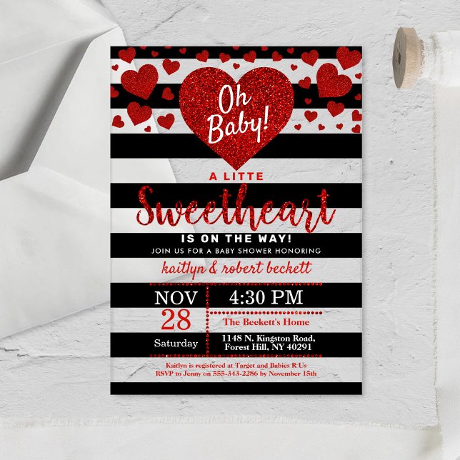 Invitaciones Acrílicas Pequeño El día de San Valentín Baby Shower (Subido por el creador)