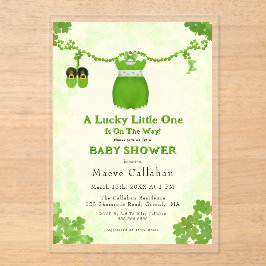 Invitaciones Acrílicas Pequeño Lucky One Shamrock Bebé