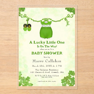 Invitaciones Acrílicas Pequeño Lucky One Shamrock Bebé