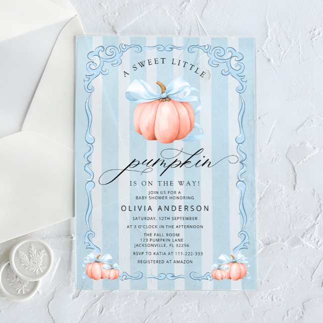 Invitaciones Acrílicas Pequeño niño de la calabaza Baby Shower (Subido por el creador)