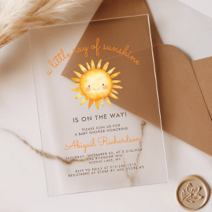Invitaciones Acrílicas Pequeño Rayo de Sol Dulce Fiesta de Bebé