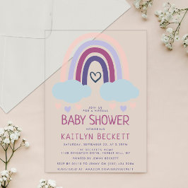 Invitaciones Acrílicas Pequeño y bonito Baby Shower arcoiris