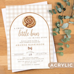 Invitaciones Acrílicas Pequeño y dulce bollo en el Baby Shower neutral de
