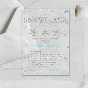Invitaciones Acrílicas Pequeños niños con copo de nieve en Baby Shower
