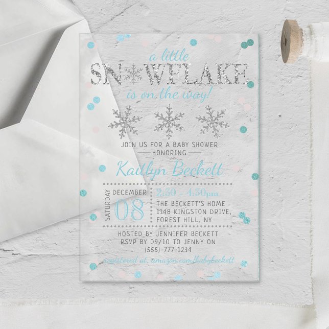 Invitaciones Acrílicas Pequeños niños con copo de nieve en Baby Shower (Subido por el creador)